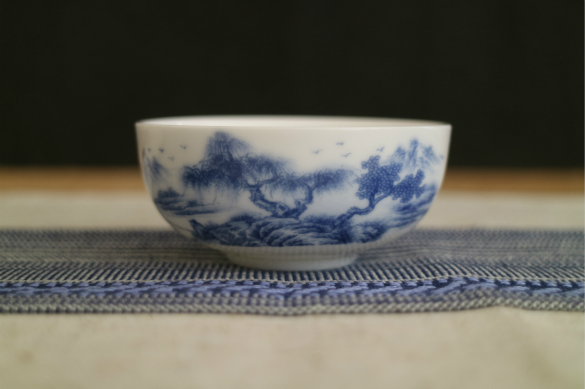 郑家小桥流水 青花品茗杯 耐高温茶杯 景德镇瓷器